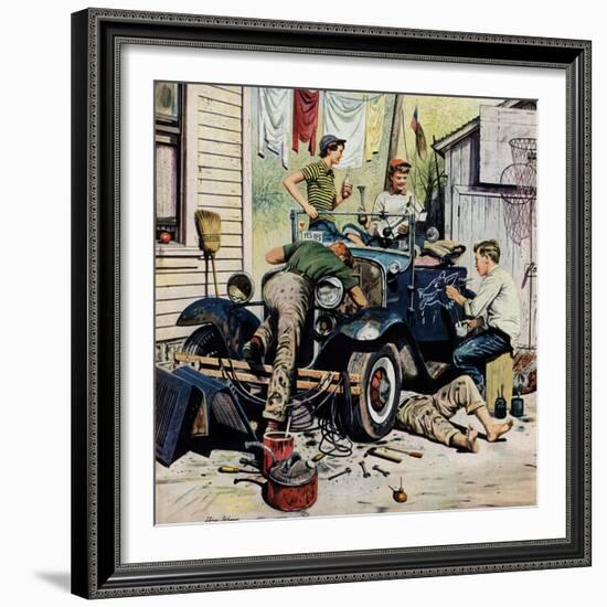 "Working on the Jalopy", May 20, 1950-Stevan Dohanos-Framed Giclee Print