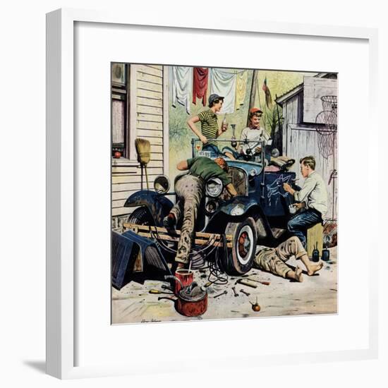 "Working on the Jalopy", May 20, 1950-Stevan Dohanos-Framed Giclee Print