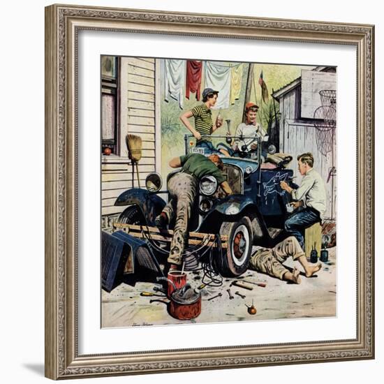 "Working on the Jalopy", May 20, 1950-Stevan Dohanos-Framed Giclee Print