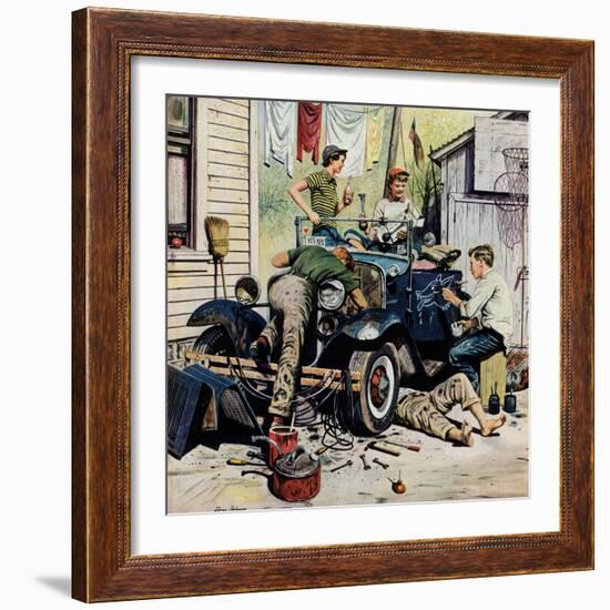 "Working on the Jalopy", May 20, 1950-Stevan Dohanos-Framed Giclee Print