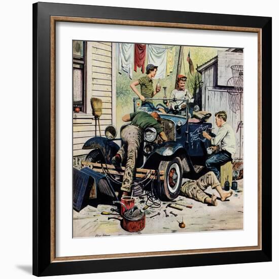 "Working on the Jalopy", May 20, 1950-Stevan Dohanos-Framed Giclee Print