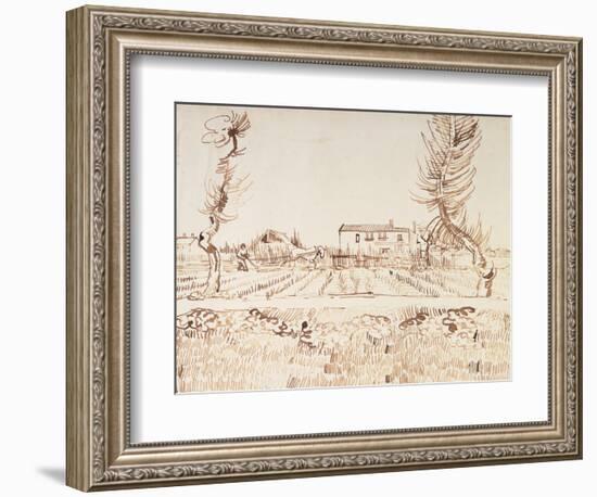 Working the Fields at Arles; Laboureur Dans Les Champs a Arles, 1888-Vincent van Gogh-Framed Giclee Print