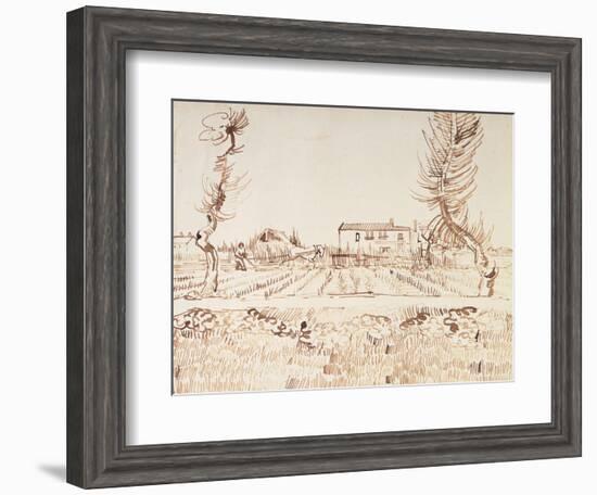 Working the Fields at Arles; Laboureur Dans Les Champs a Arles, 1888-Vincent van Gogh-Framed Giclee Print