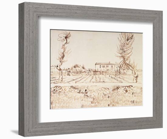 Working the Fields at Arles; Laboureur Dans Les Champs a Arles, 1888-Vincent van Gogh-Framed Giclee Print