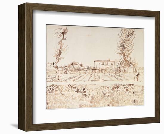 Working the Fields at Arles; Laboureur Dans Les Champs a Arles, 1888-Vincent van Gogh-Framed Giclee Print