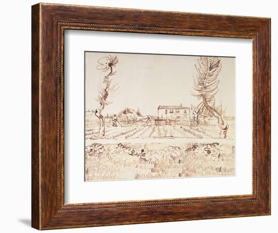 Working the Fields at Arles; Laboureur Dans Les Champs a Arles, 1888-Vincent van Gogh-Framed Giclee Print
