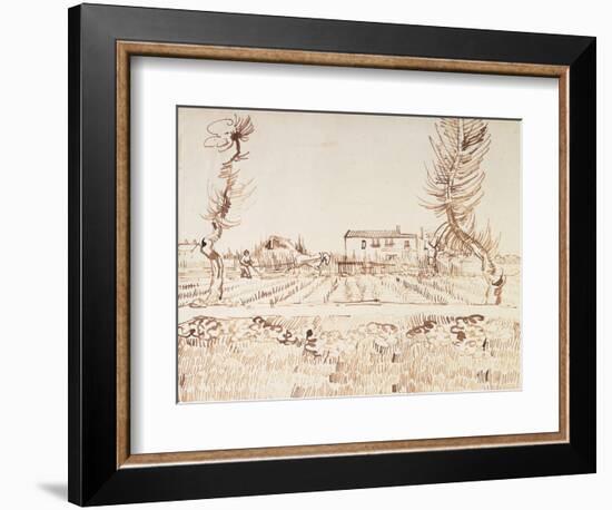 Working the Fields at Arles; Laboureur Dans Les Champs a Arles, 1888-Vincent van Gogh-Framed Giclee Print