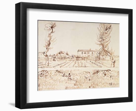 Working the Fields at Arles; Laboureur Dans Les Champs a Arles, 1888-Vincent van Gogh-Framed Giclee Print