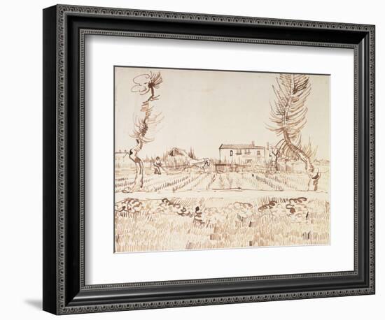 Working the Fields at Arles; Laboureur Dans Les Champs a Arles, 1888-Vincent van Gogh-Framed Giclee Print