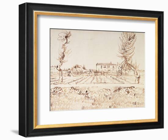 Working the Fields at Arles; Laboureur Dans Les Champs a Arles, 1888-Vincent van Gogh-Framed Giclee Print