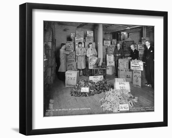 Working with Bristles in a Warehouse, London, 1938-null-Framed Photographic Print