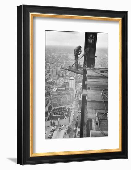 Workman Welding Steel Beams-null-Framed Photographic Print