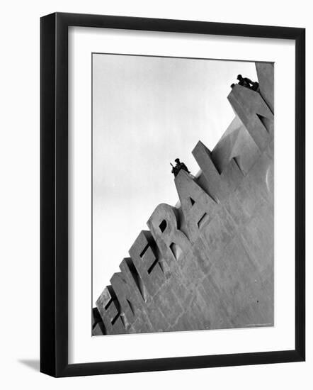 Workmen Atop General Motors Building at the NY World's Fair-Alfred Eisenstaedt-Framed Photographic Print