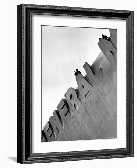 Workmen Atop General Motors Building at the NY World's Fair-Alfred Eisenstaedt-Framed Photographic Print