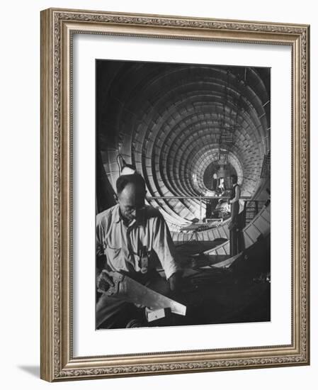 Workmen Building Flying Boat That Was Designed by Millionaire Howard R. Hughes-J^ R^ Eyerman-Framed Photographic Print