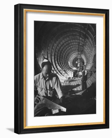 Workmen Building Flying Boat That Was Designed by Millionaire Howard R. Hughes-J^ R^ Eyerman-Framed Photographic Print