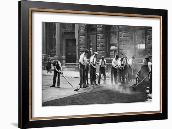 Workmen Laying Tar and Asphalt in Cornhill, London, 1926-1927-McLeish-Framed Giclee Print