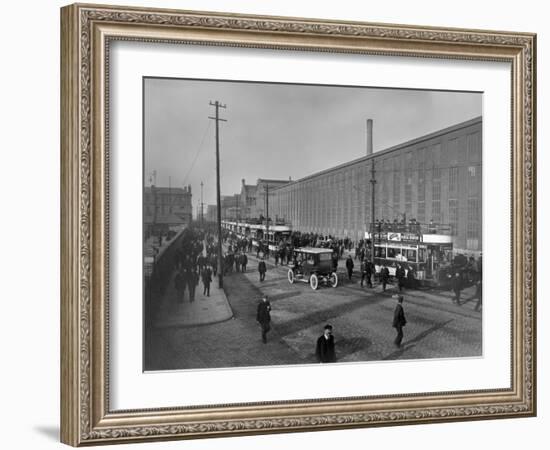 Workmen of Harland and Wolff's Shipyard Leave to Make their Way Home, C.1912-Robert John Welch-Framed Giclee Print