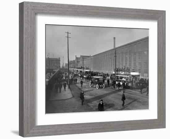 Workmen of Harland and Wolff's Shipyard Leave to Make their Way Home, C.1912-Robert John Welch-Framed Giclee Print