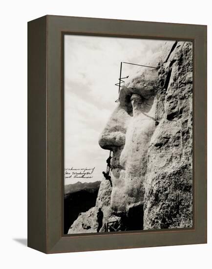 Workmen on Face of George Washington-null-Framed Premier Image Canvas