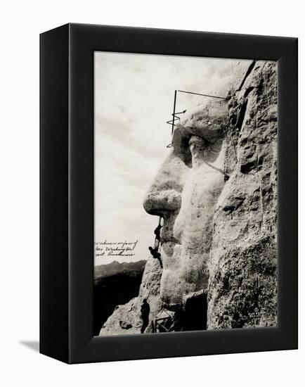 Workmen on Face of George Washington-null-Framed Premier Image Canvas