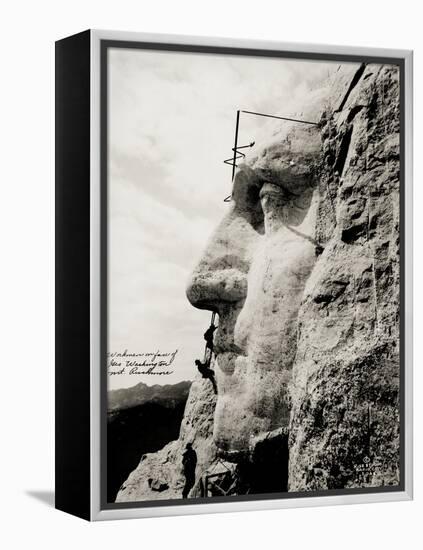 Workmen on Face of George Washington-null-Framed Premier Image Canvas