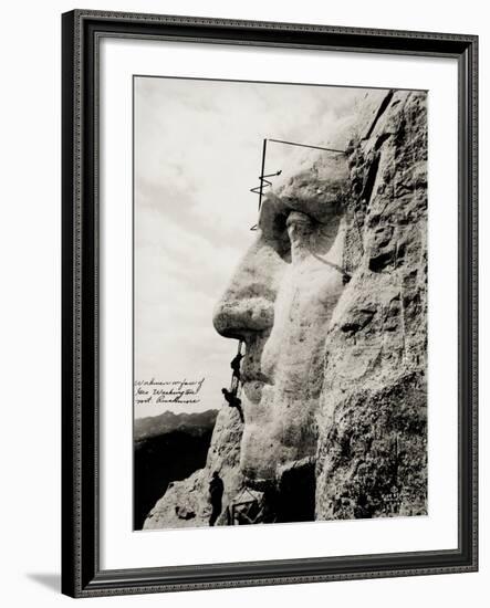 Workmen on Face of George Washington-null-Framed Photographic Print