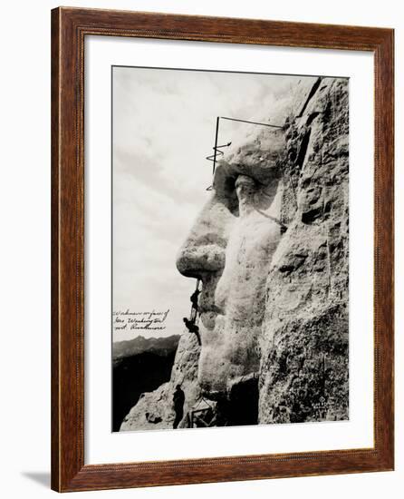 Workmen on Face of George Washington-null-Framed Photographic Print