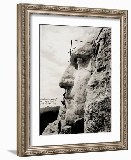 Workmen on Face of George Washington-null-Framed Photographic Print