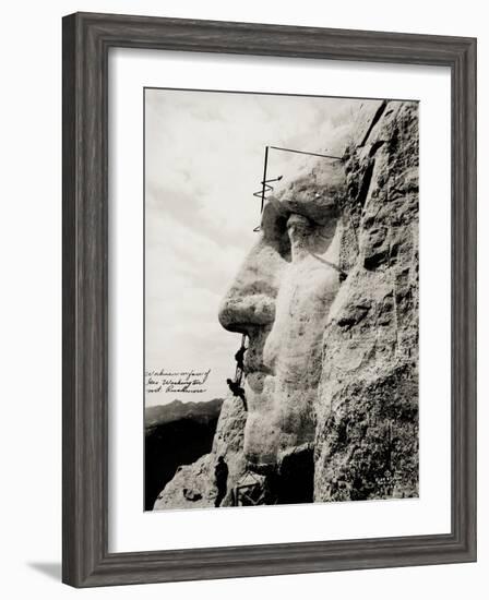 Workmen on Face of George Washington-null-Framed Photographic Print