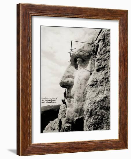 Workmen on Face of George Washington-null-Framed Photographic Print