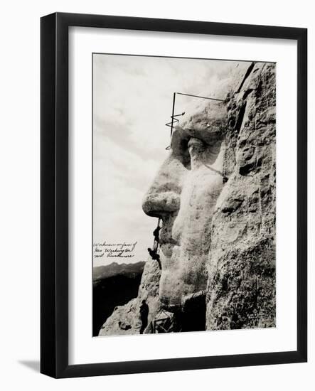 Workmen on Face of George Washington-null-Framed Photographic Print