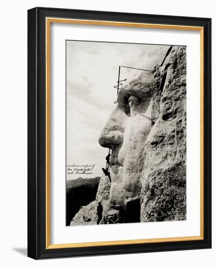 Workmen on Face of George Washington-null-Framed Photographic Print