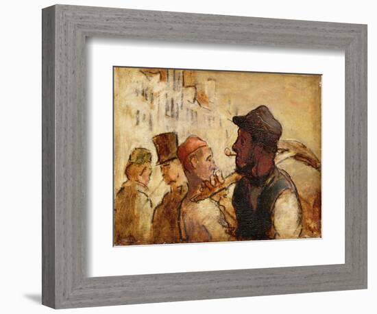 Workmen on the Street, 1838-40 (Oil on Board)-Honore Daumier-Framed Giclee Print