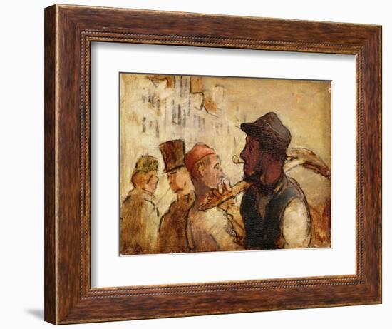 Workmen on the Street, 1838-40 (Oil on Board)-Honore Daumier-Framed Giclee Print