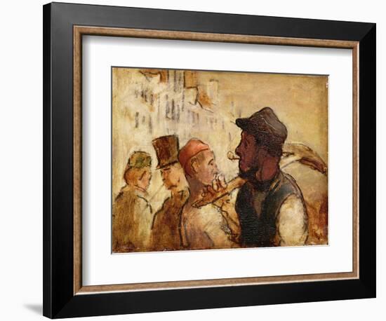 Workmen on the Street, 1838-40 (Oil on Board)-Honore Daumier-Framed Giclee Print