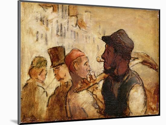 Workmen on the Street, 1838-40 (Oil on Board)-Honore Daumier-Mounted Giclee Print