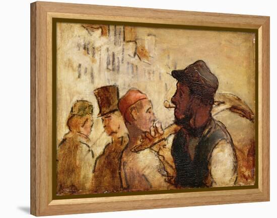 Workmen on the Street, 1838-40 (Oil on Board)-Honore Daumier-Framed Premier Image Canvas