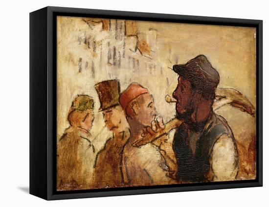 Workmen on the Street, 1838-40 (Oil on Board)-Honore Daumier-Framed Premier Image Canvas