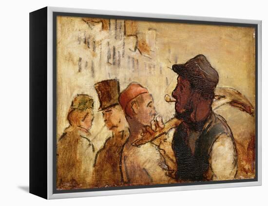 Workmen on the Street, 1838-40 (Oil on Board)-Honore Daumier-Framed Premier Image Canvas