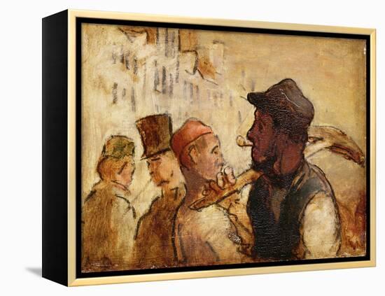 Workmen on the Street, 1838-40 (Oil on Board)-Honore Daumier-Framed Premier Image Canvas