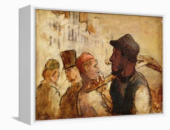 Workmen on the Street, 1838-40 (Oil on Board)-Honore Daumier-Framed Premier Image Canvas