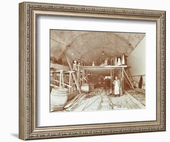 Workmen Tiling the Rotherhithe Tunnel, London, December 1907-null-Framed Photographic Print