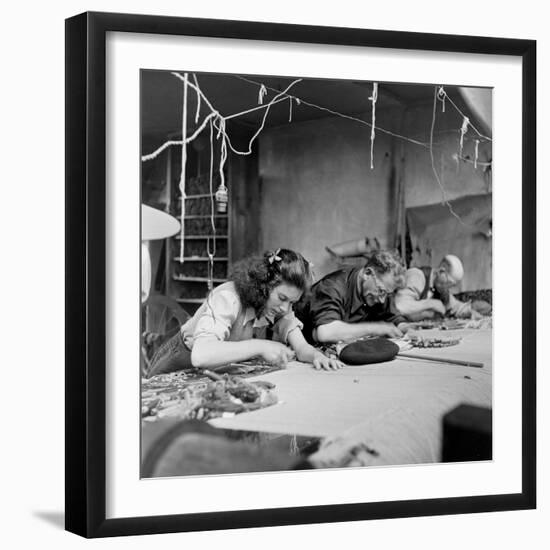 Workroom with Weft Threads to Create Tapestries, Aubusson, France, June 1946-David Scherman-Framed Photographic Print