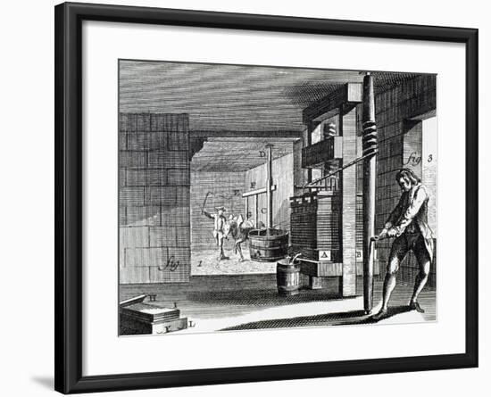 Workshop Dedicated to Handcrafting the Paperboard. 18th Century.-null-Framed Giclee Print
