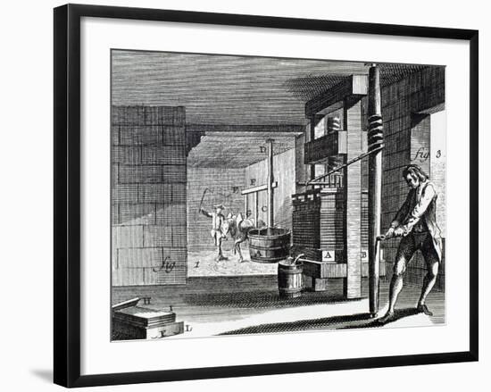 Workshop Dedicated to Handcrafting the Paperboard. 18th Century.-null-Framed Giclee Print