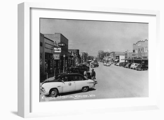 Worland, Wyoming - Street Scene-Lantern Press-Framed Art Print