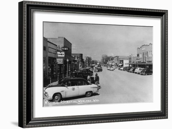 Worland, Wyoming - Street Scene-Lantern Press-Framed Art Print