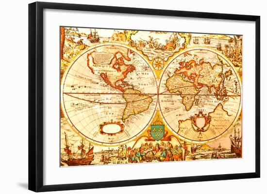 World Antique Map-oersin-Framed Art Print