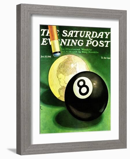 "World as Cue Ball," Saturday Evening Post Cover, January 25, 1941-Emmett Watson-Framed Giclee Print
